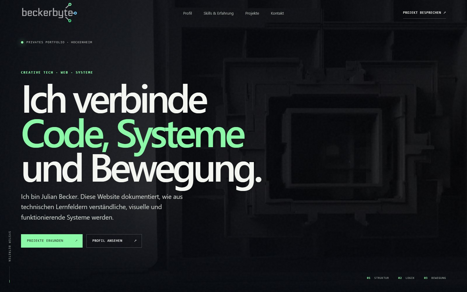 Startseite von Beckerbyte als Projektvorschau